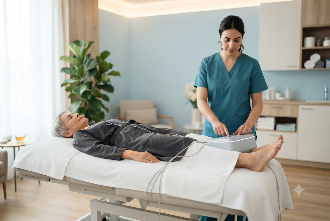 Elektrotherapie und Bewegungsapparat mit Heilbad für Schmerzbehandlung und Gelenke