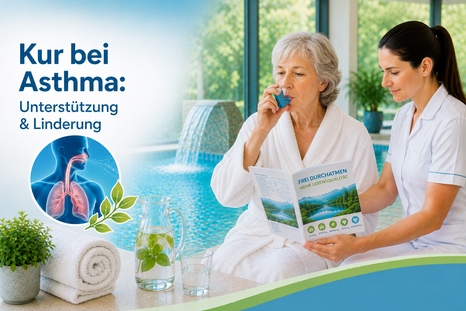 Asthma bronchiale und Inhalation mit Klimatherapie für Atemwege und Lungenfunktion