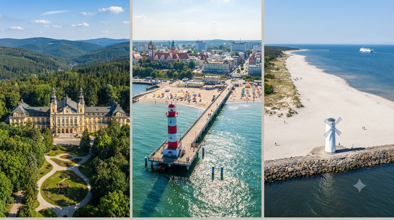 Kurorte in Polen: Bad Flinsberg, Kolberg und Swinemünde mit Ostseeklima, Sole und Moorbädern